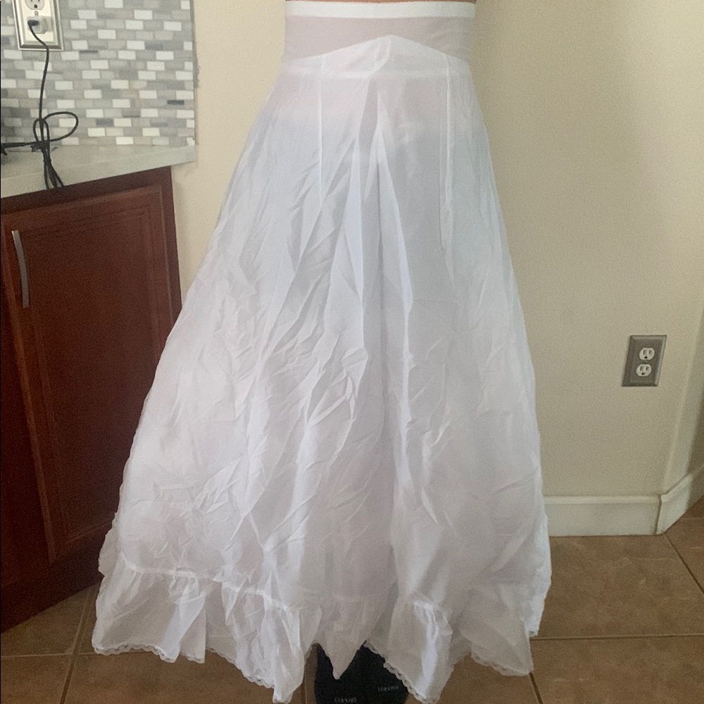 David's Bridal White Asymmetrical A-Line Maxi Skirt